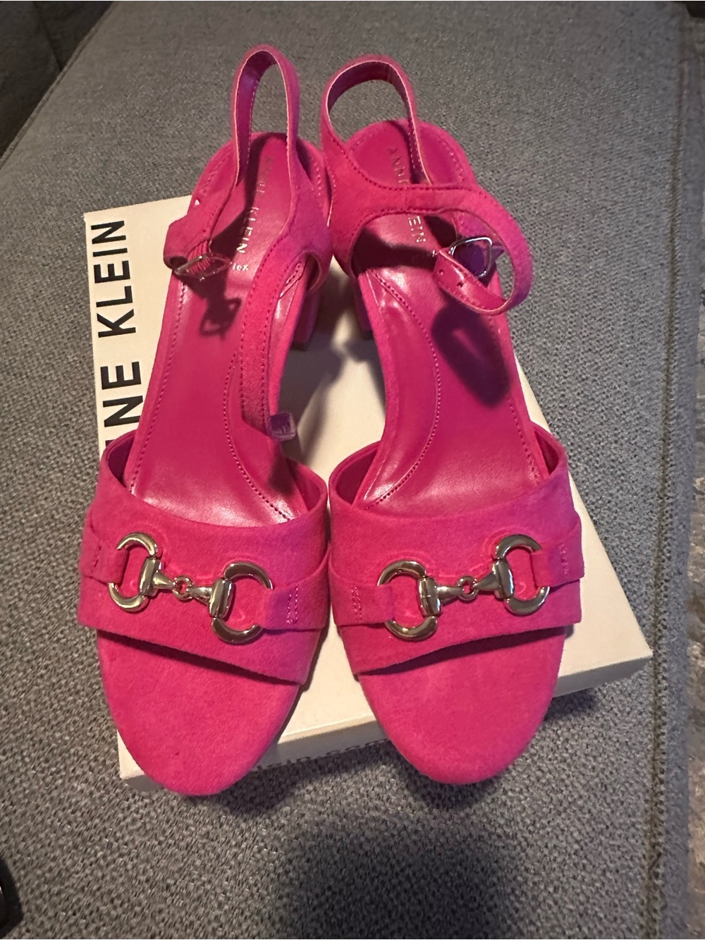 Anne Klein Akrem Fuschia Suede Sandal.